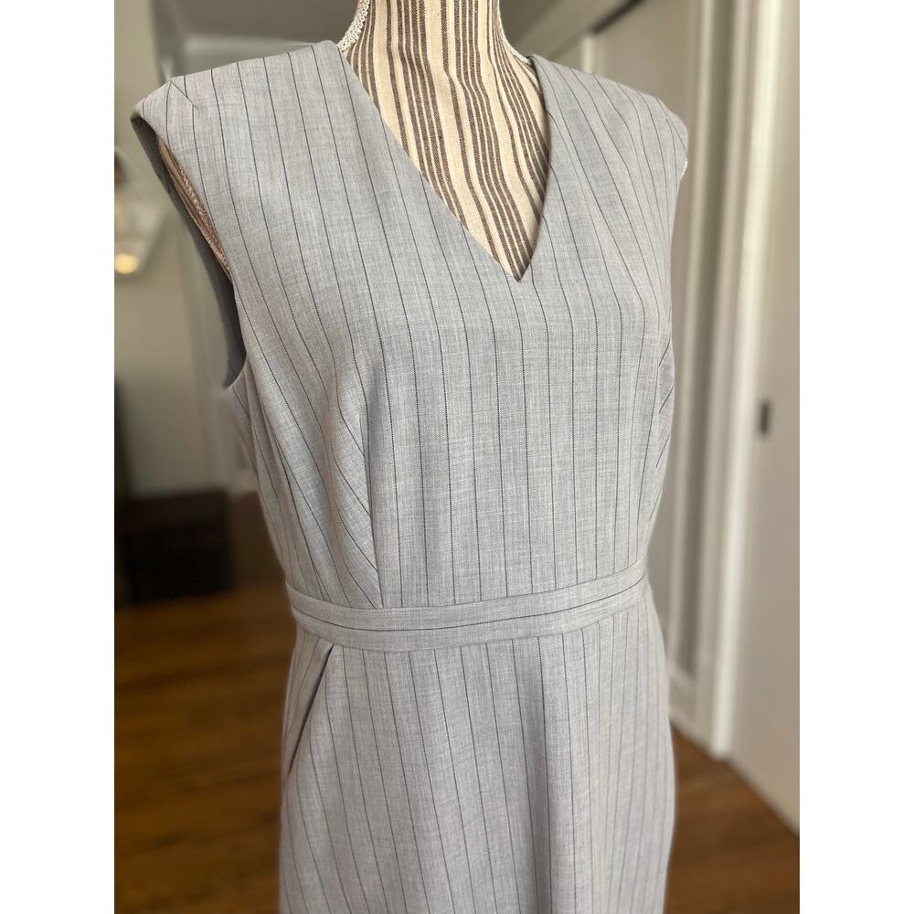 Ann Taylor gray pinstripe sleeveless business dress - Picture 2 of 12